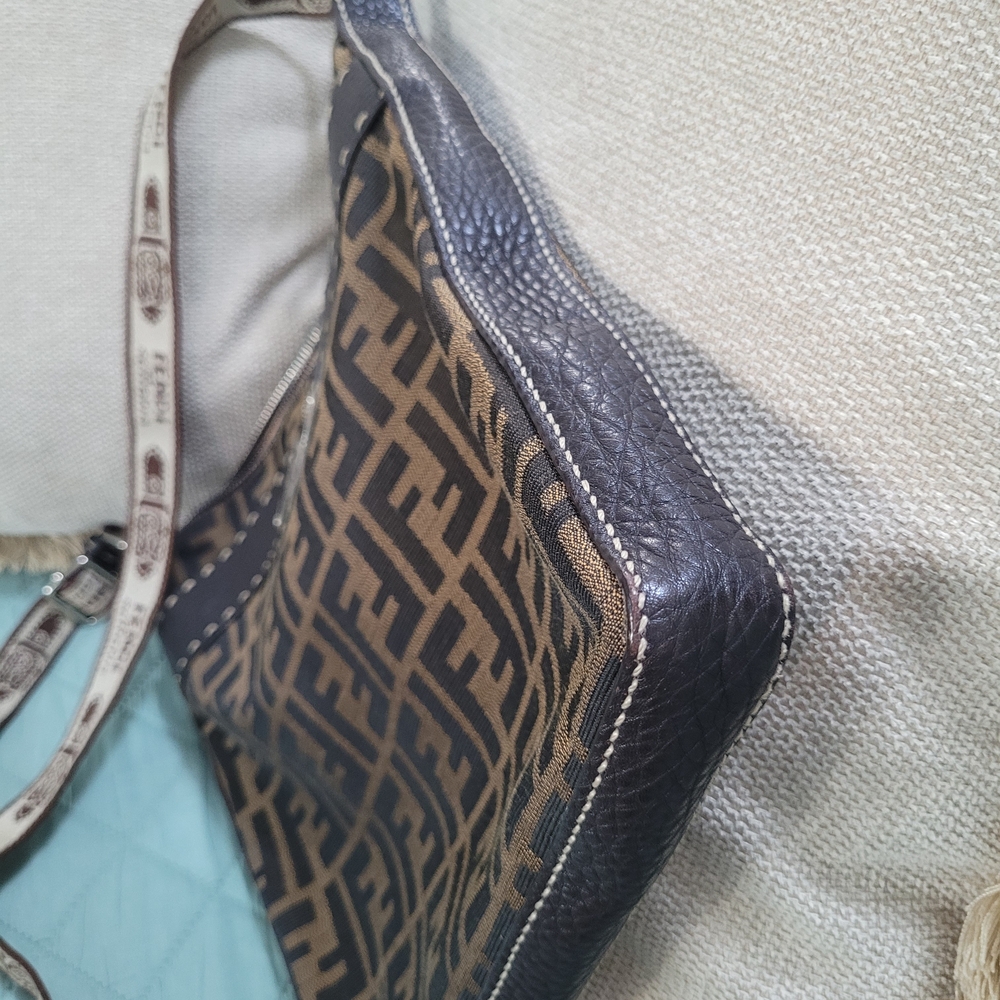 Fendi Zucca Selleria Canvas Leather Crossbody Bag - Picture 10 of 14